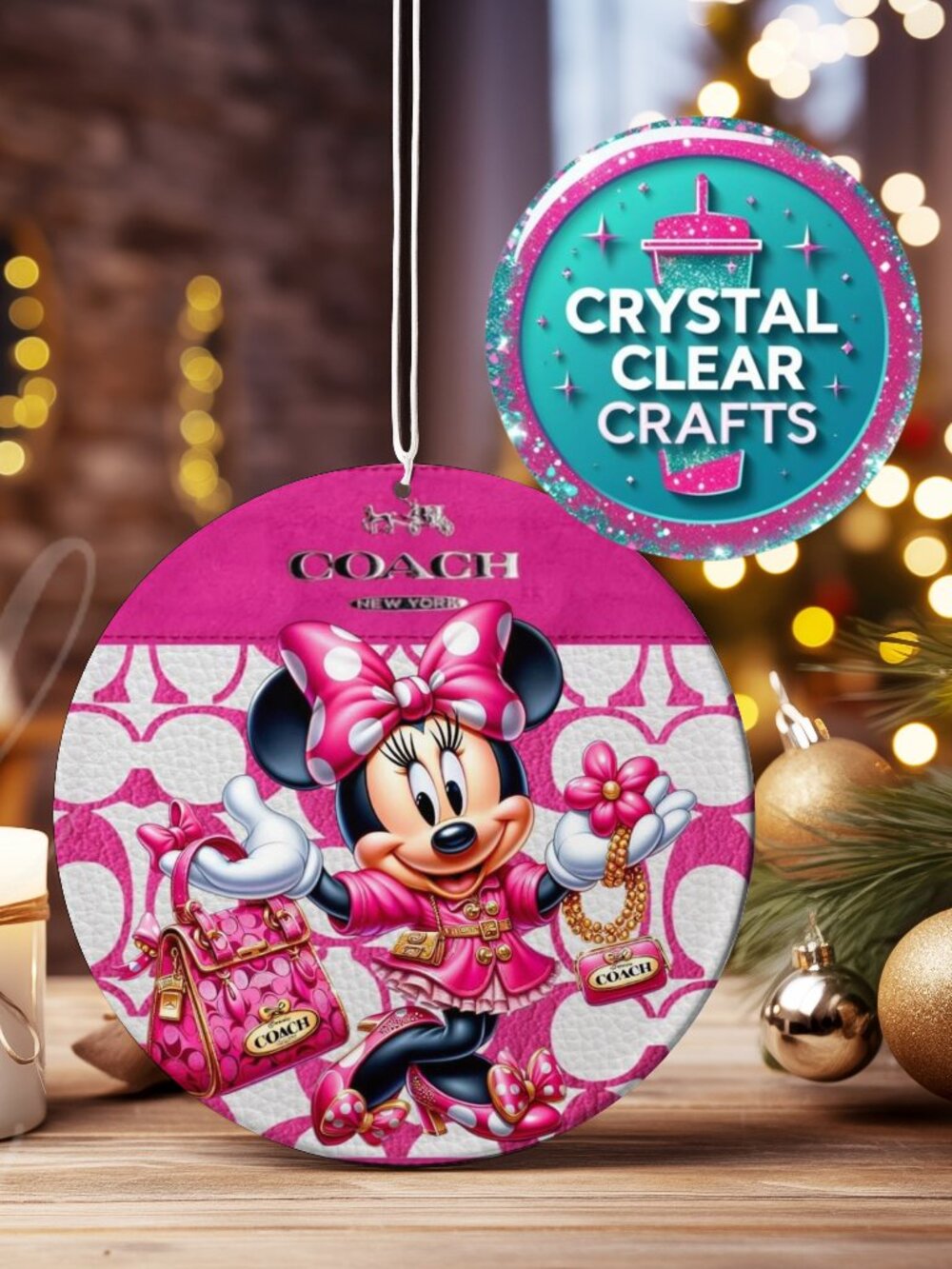 Coach Minnie Mouse Wood Ornament SALE 3 For $19